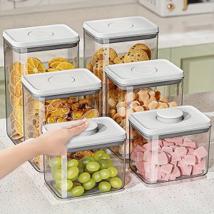 Joybos 6pcs Airtight Food Storage Container Set - Perfect for Grains, Flour, Sugar, Pasta & Coffee Beans - Easy Lock Lids, Reusable PP Material, Square Shape - Ideal for Kitchen Organization