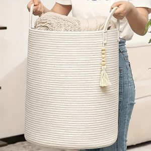 Large Clothes Storage Basket, Laundry Basket With Handles, Hamper For Clothes, Towels, Pillows